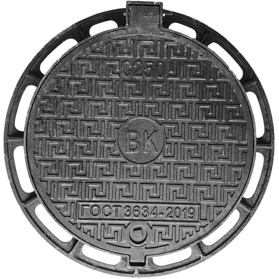 Люк чугунный ВЧШГ тяжелый тип Т(С250) 2-60 с запорным замковым устройством "ЗЗУ" ГОСТ 3634-2019