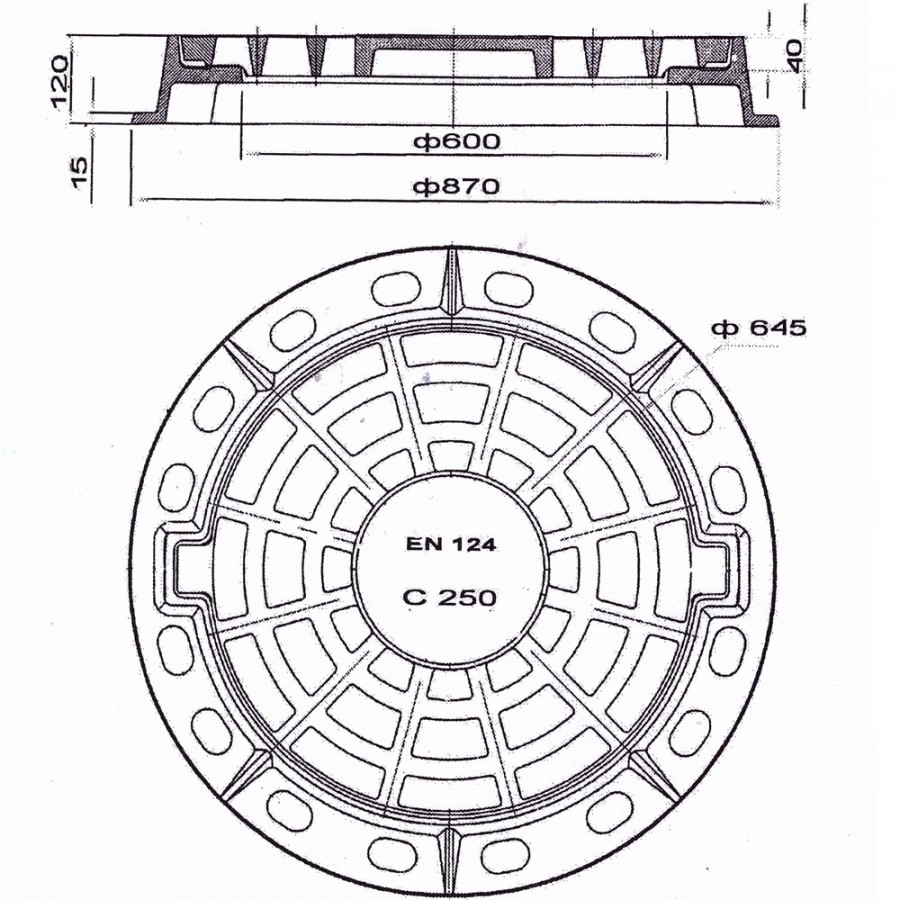 Ливневая решетка круглая магистральная - Дождеприемник ДМ2 (С250)-60